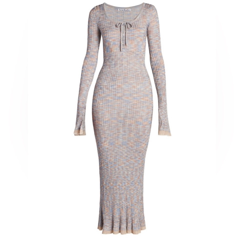 Acne studio Elegant Gray Long Sleeve Dress